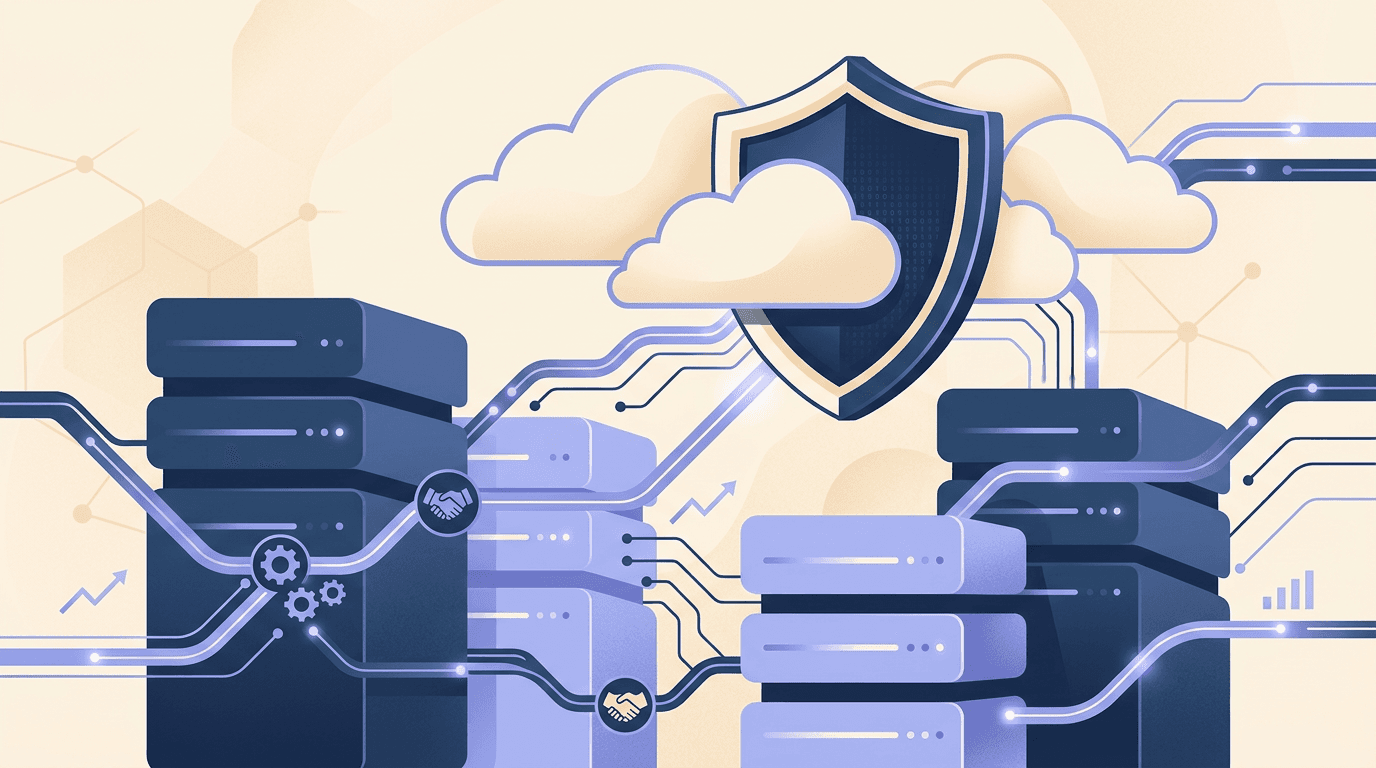 Abstract illustration: stable infrastructure, security, and integrations.