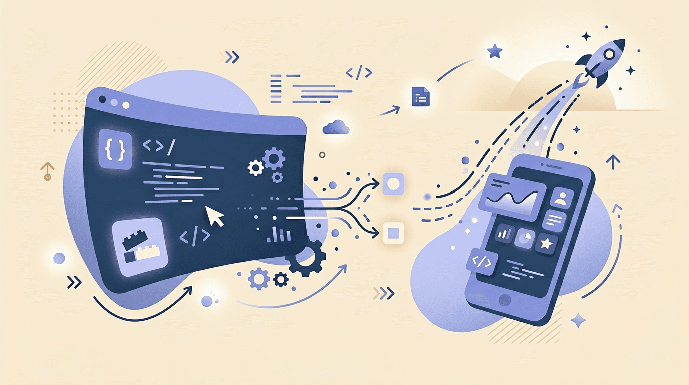 Abstract illustration: shipping product, from prototype to production.